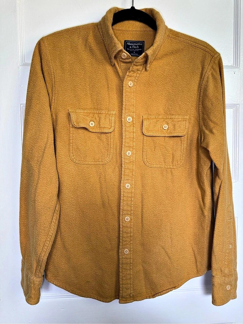 Abercrombie & Fitch Men's Cotton Button Down Flannel Mustard Yellow Small